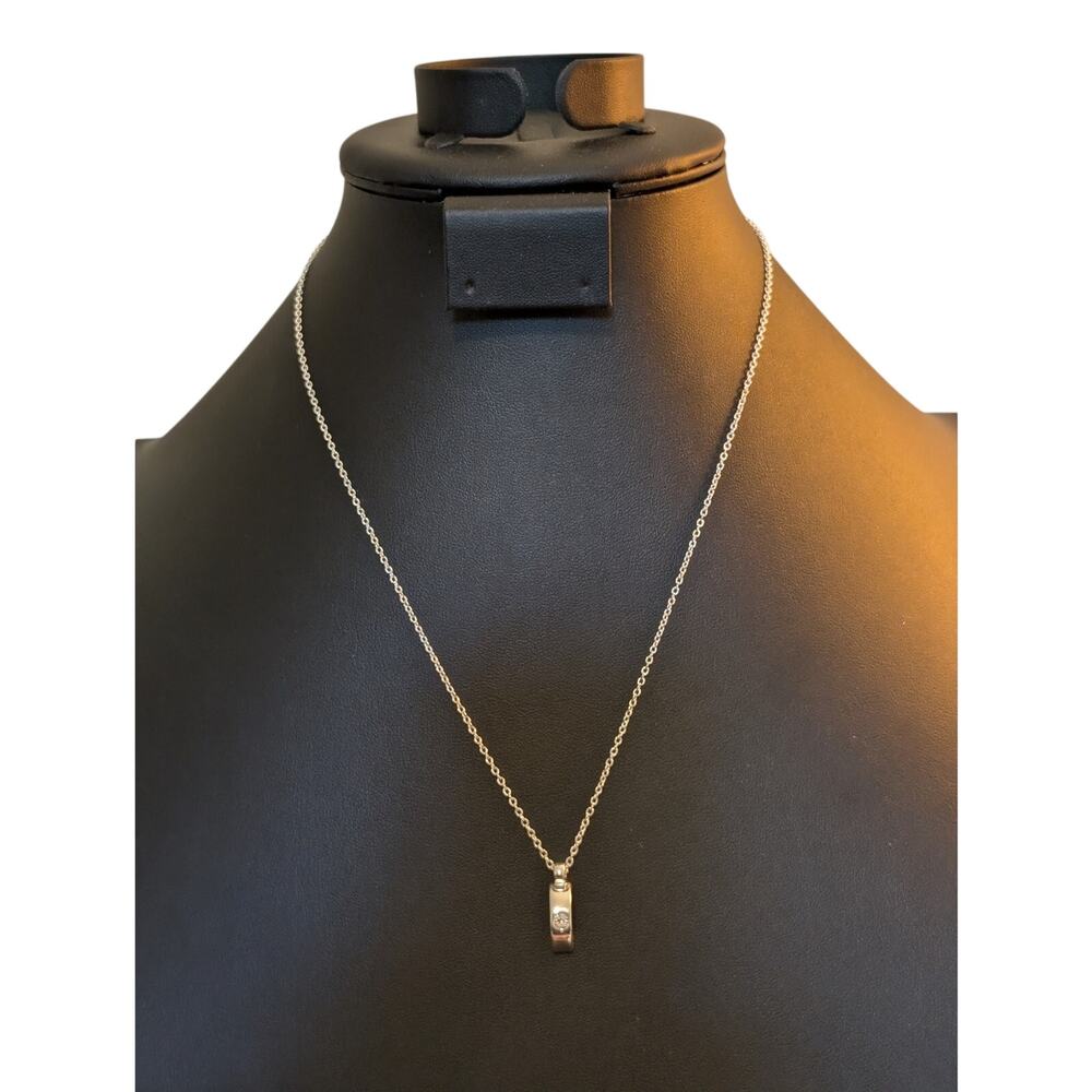 Silver Tone CZ Pendant 16"-19" Necklace